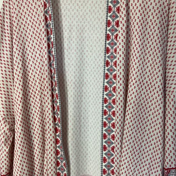 Simple Suzanne Betro Off White Pink Gray Open Front W/Pockets Kimono 2X - Picture 2 of 7